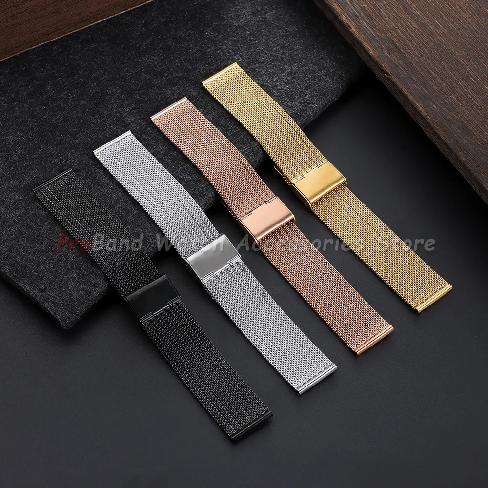 Stainless Steel Milanese Mesh Watch Strap - Universal 0.6mm Band for Men & Women (18mm, 20mm, 22mm)