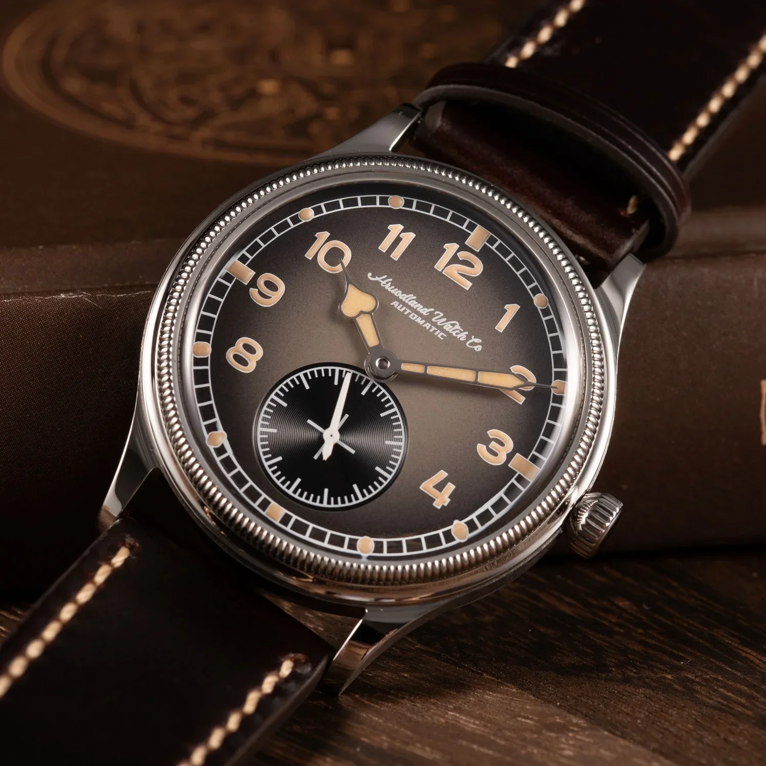 Hruodland Retro Classic Watch For Men ST1701 Movement Automatic Mechanical Diving Wristwatch K1 Mineral Surface Mirror
