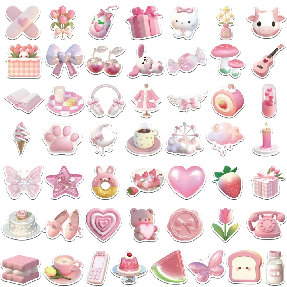 Cartoon Decorative Stickers Pink Waterproof For Luggage Laptop 10/30/50Pcs