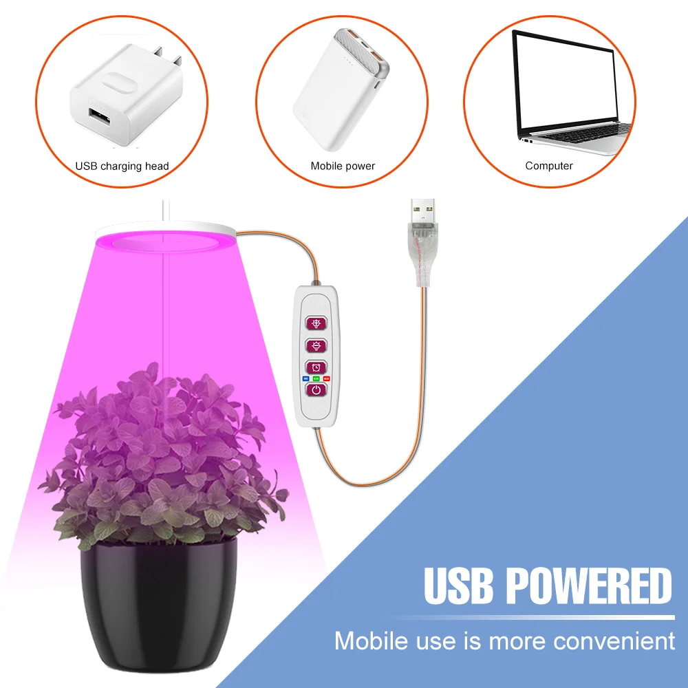 Full Spectrum LED Grow Light with Dimmable 24-Hour Timer