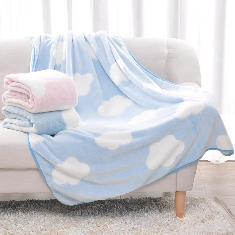 Baby Blanket Baby Boy Girl Swaddle Wrap Infant Stroller Cover Kids Bedding Blanket Baby Blankets Newborn 3D Clouds Print Flannel 4
