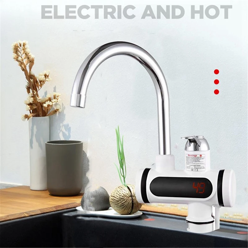 

Water Heater Faucet Emperature Display Instant Instantaneous Hot Water Heater Faucet For Kitchen Bathroom EU Plug