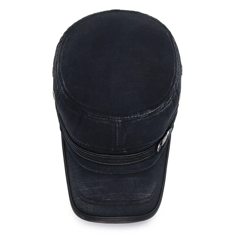 Unisex Baseball Cap Vintage Cadet Top Cap Washed Cotton Fashion Adjustable Flat Top Hat for Men Women 5