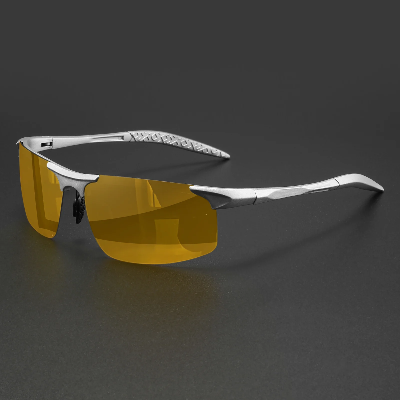 Klassische halbrandlose photochrome polarisierte Sonnenbrille – Federscharniere, UV400 für Autofahren, Angeln und den täglichen Gebrauch – Detail 11