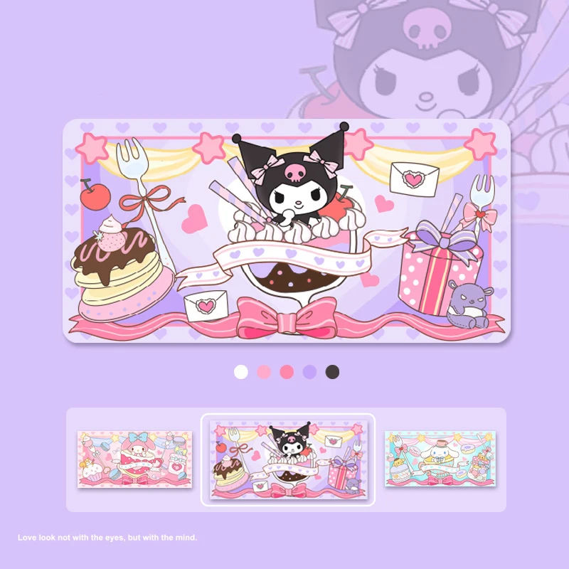 

Коврик для мыши в стиле аниме Sanrio Cinnamoroll Kawaii Kuromi My Melody с мультяшным рисунком для студентов, креативная настольная клавиатура, декоративный коврик, игрушки для девочек