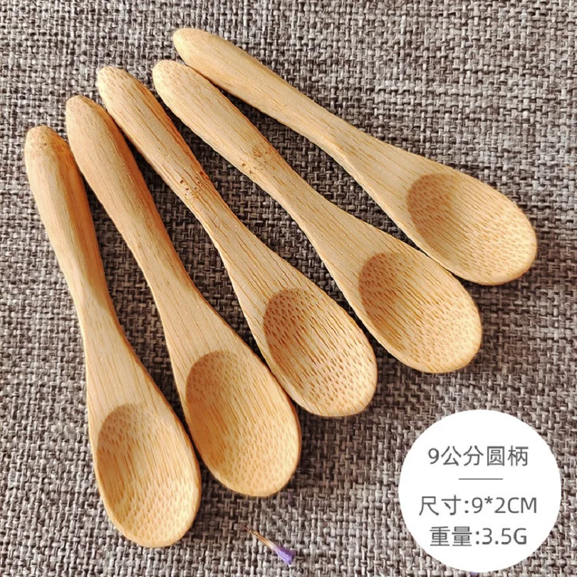 100pcs 7.5cm 9cm 10cm Bamboo Spoons Honey Spoon Baby Spoons Mini