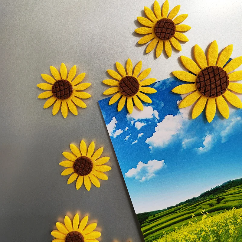 Magnetic Fridge Magnets Magnetic Fridge Stickers 5pcs Sunflower Design Fridge Magnets Refrigerator Home Decoration Arts DIY Kitchen Accessory Floral Magnetic Stickers
