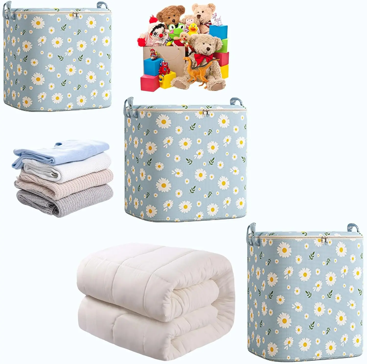 Large Capacity Quilt Storage Bag Comforter Bag Non-Woven Fabric Zipper Closure for Home Dormitory Use 6