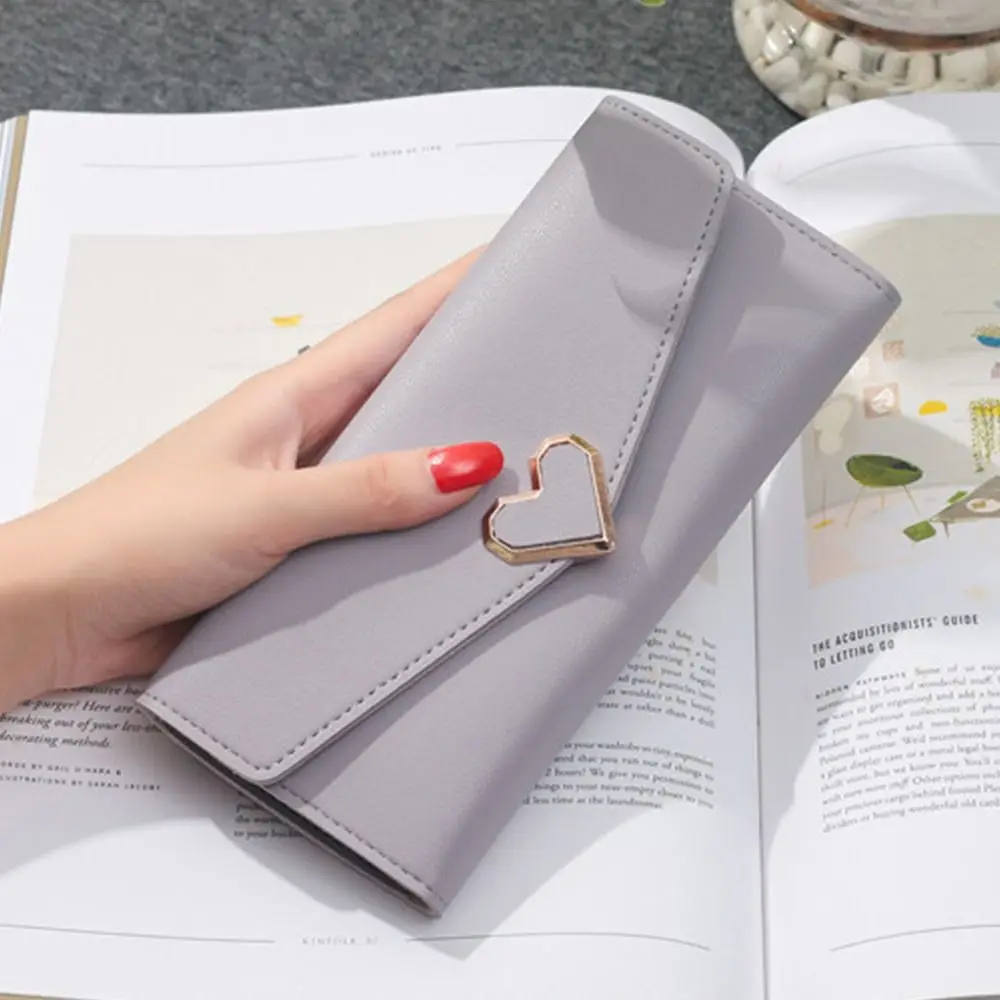 Women Long Wallets Purses Luxury Love Heart Wallets Ladies Girl Money Pocket PU Card Holder Female Phone Clutch Bag