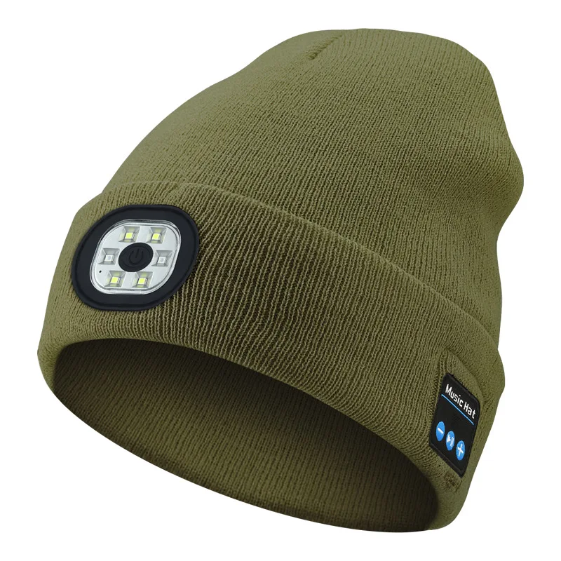 Wireless Bluetooth LED Beanie with Stereo Headset and Rechargeable Battery