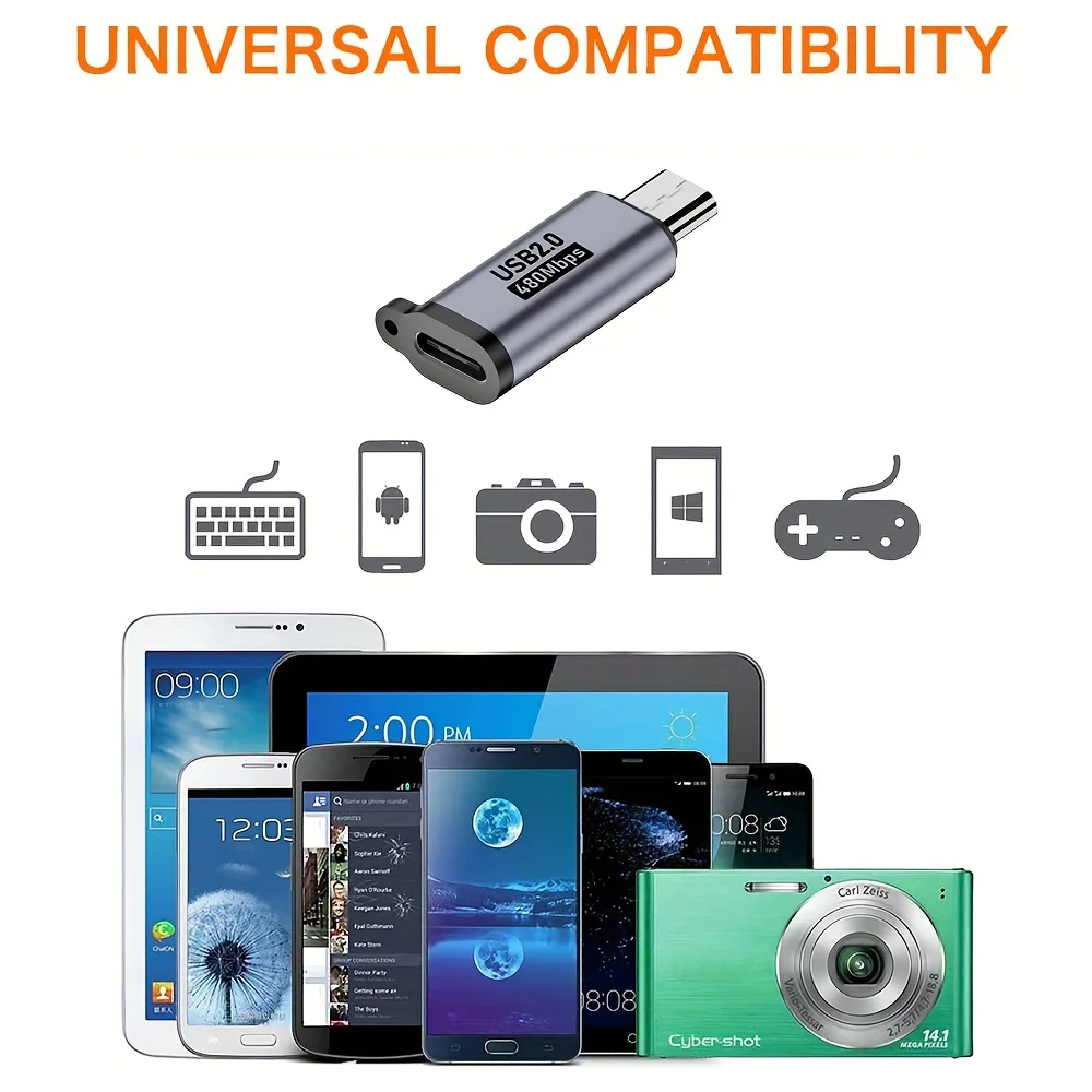 2PCS 휴대 전화 어댑터 유형-C-번개 여성-USB C 남성-마이크로-미니 USB 아이폰 15 14 13 Pro IPad For 