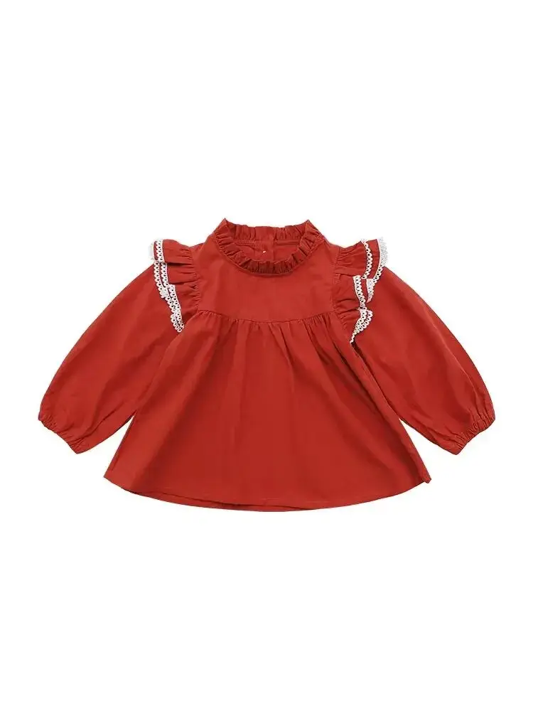 Children's shirt Spring and Autumn long sleeved doll shirt Children's fashionable base Cotton top