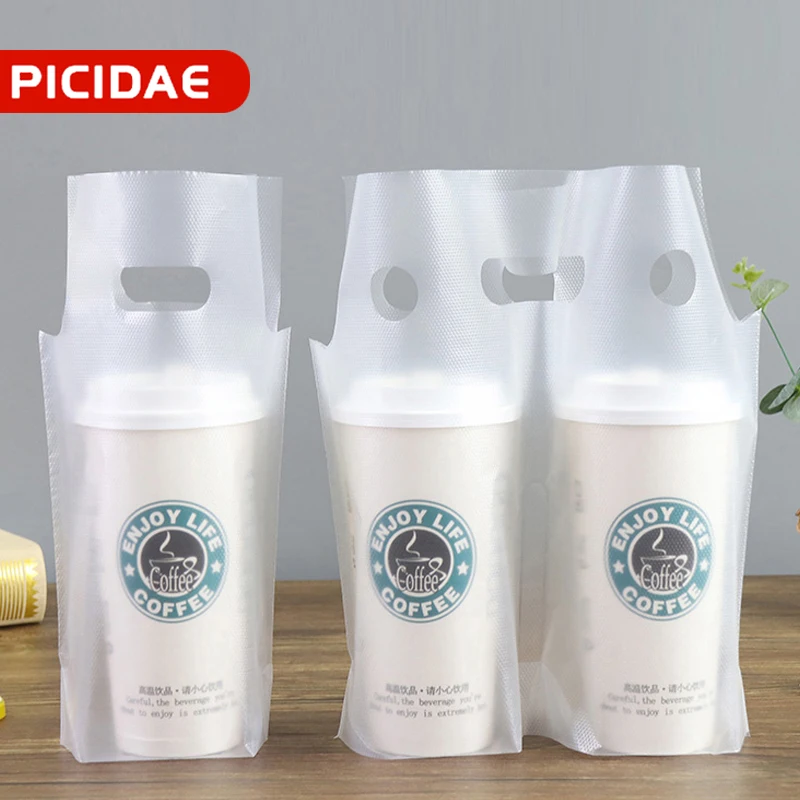 Disposable Milk Tea Bag Single Cup Double Cup Bags Takeaway Juice Drink  Plastic bag For Plastic