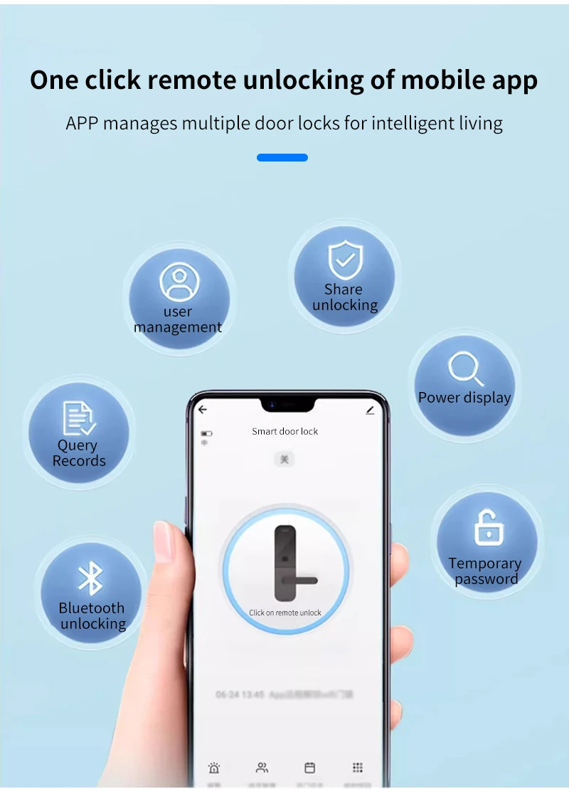Glass Door Smart Handle Lock Single Open PartitionWith Fingerprint Key Password