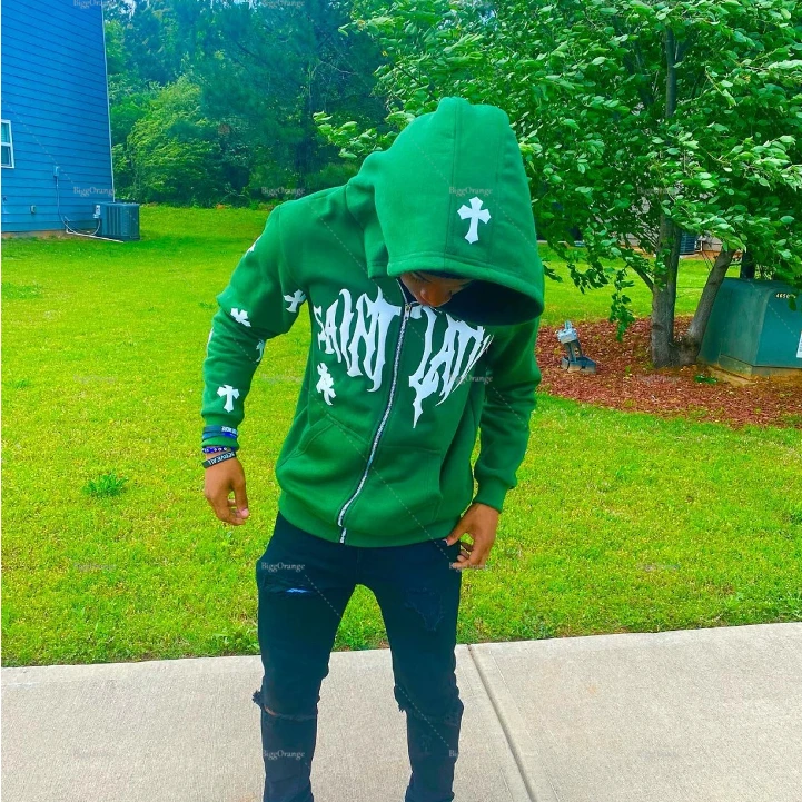 

High Street Cross Sweatshirt Men Zip Hoodies Tracksuit Men Top Quality Vintage Teenager Fashion Jacket Y2k Clothes For Men Coats