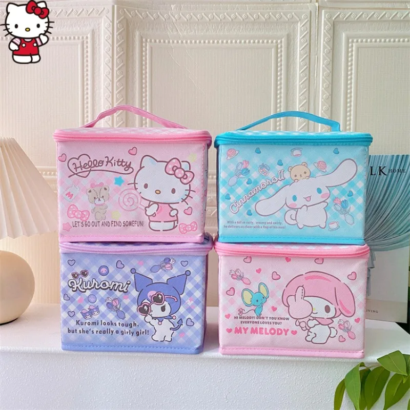 Kawaii Sanrio Hello Kitty Storage Box Cinnamoroll My Melody Kuromi Animes  Home Organizer Foldable Organiser Storage Box with Lid