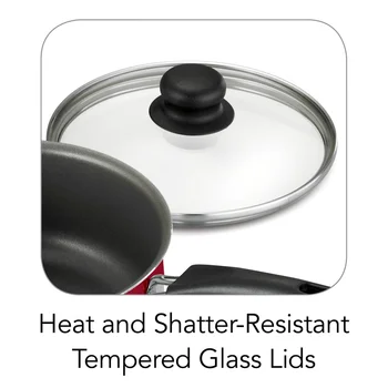 9 Piece Nonstick Cookware Set with Tempered Glass Lids Easy Clean Aluminum Stackable Design Everyday Cooking 2