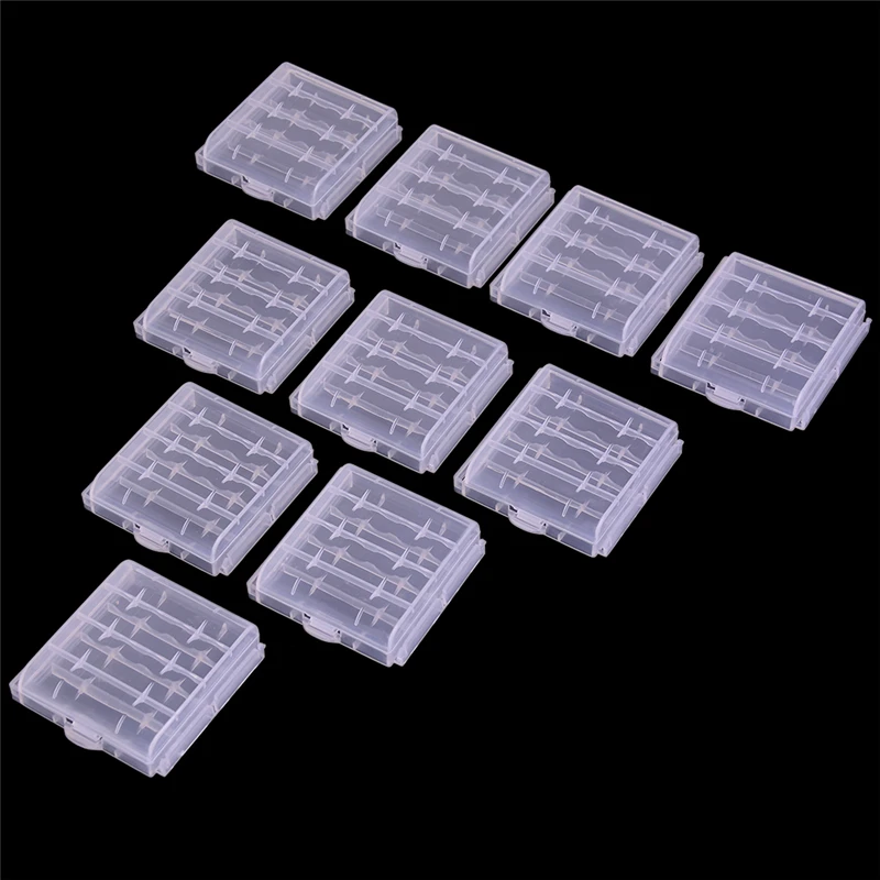 10pcs 4 Slots AA AAA Plastic Battery Holder Storage Box Case Cover Rechargeable Container Organizer