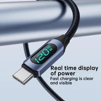 NNBILI 120W USB Type C Cable 6A LED Digital Display High-Speed Wire for Xiaomi POCO Huawei USB C Charger Data Cord 1m 1.5m 2m 6