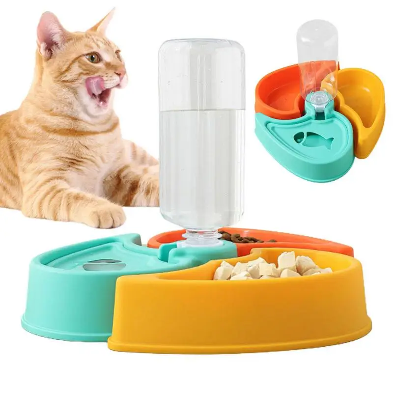 

Cat Feeders Automatic Cat Food And Water Cat Bowls For Indoor Cats Detachable Double Feeding & Watering Supplies For Indoor Cats