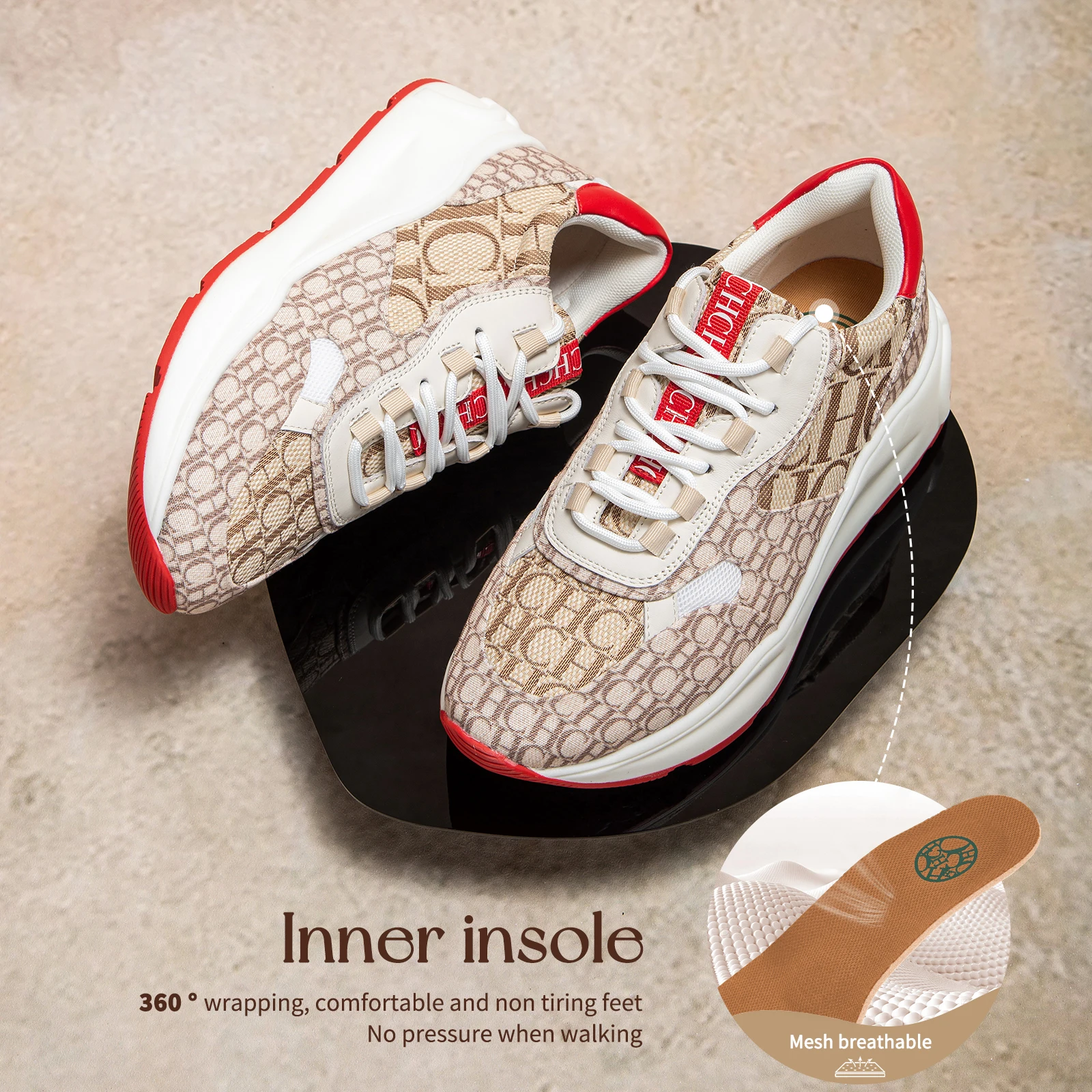 حذاء رياضي من CHC بتصميم أبيض وأحمر