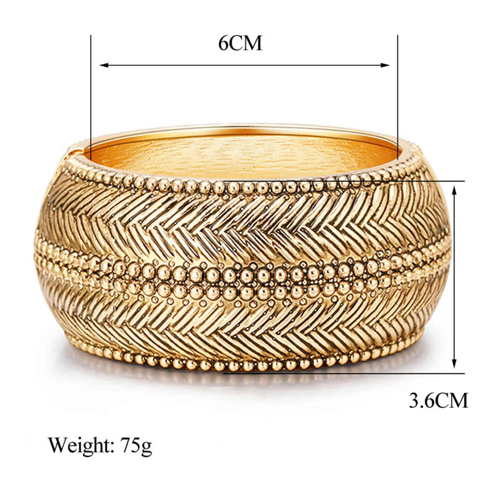 KAYMEN New Bohemia Style Statement Vintage Bangle Embossment Design Fashion Wide Cuff Bracelets Fashion Jewelry for Women 2