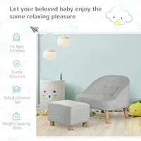 Qaba Kids Sofa Set, Toddler Chair, Sofa & Ottoman for Bedroom, Playroom, Children's Couch for 3-5 Years, Grey 4