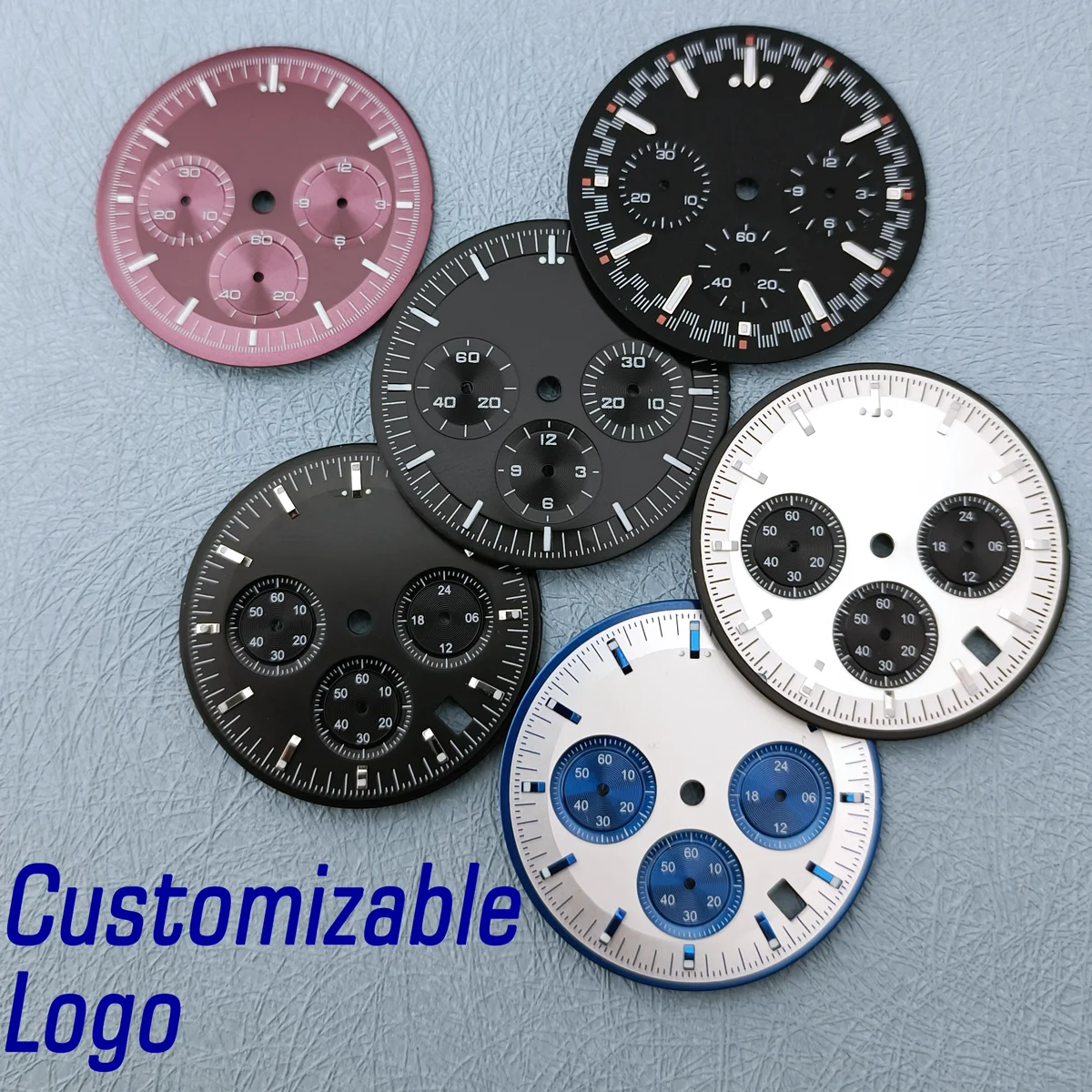 32.5mm VK Watch Dial for VK Movement 63 Movement 6 Hands Watch Parts C3 Green Luminous Chronograph Face Customizable
