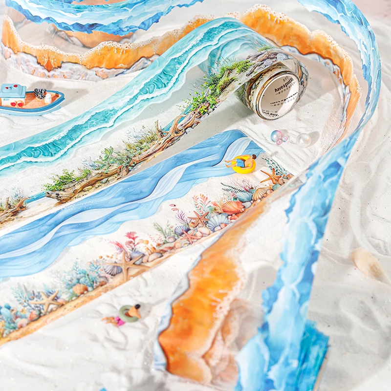 Mr.Paper 1 롤 마스킹 테이프 다이어리 장 Washi 테이프 대형, 접착 뒷면 조경 고급 선물 제공