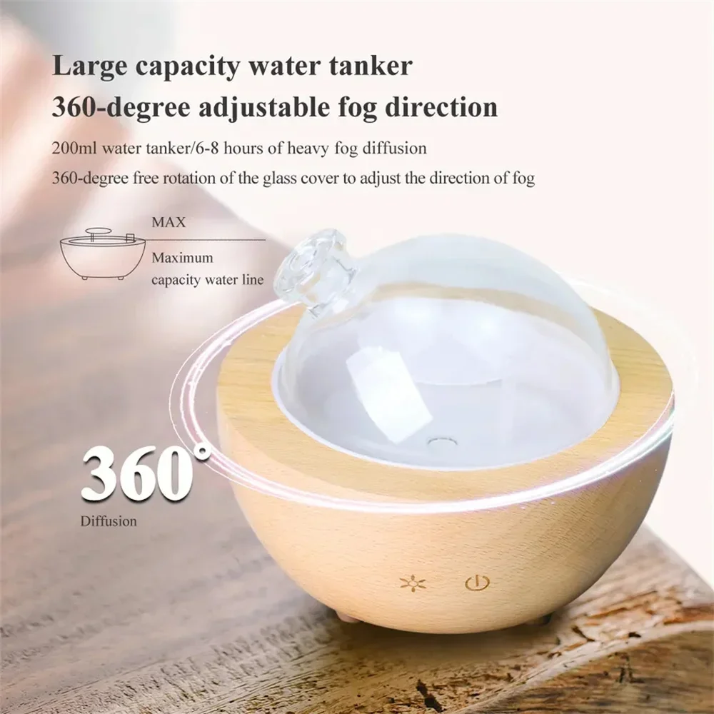 200ml Aroma Humidifier Diffuser Wood Air Purification Aromatherapy Essential Oil Atomizer Mist 7 Colors for Home Office Room 6