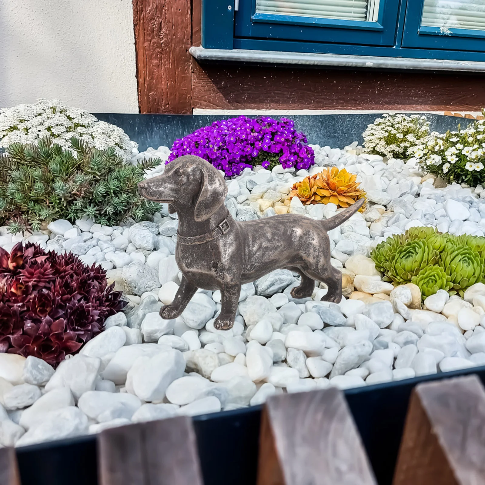 

Dachshund Dog Sculpture Garden Ornament Style Patio Standing Puppy Figurine Outdoor Dog Statue Decor Yard Lawn Dog