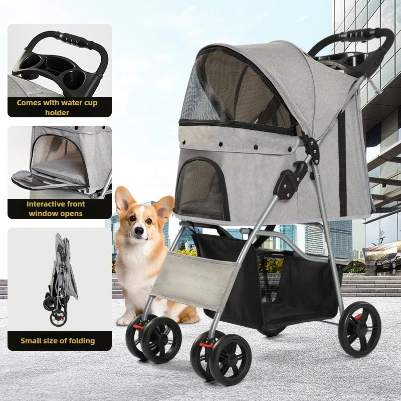 Foldable Outdoor Pet Stroller for Dogs Cats Lightweight Breathable - Main Image