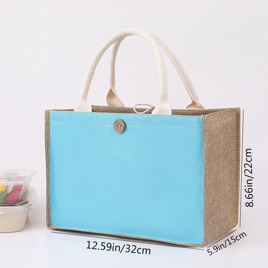 Linen plain color ladies handbag  buckle style fashionable multi-functional gift bag  daily outing shopping storage bag 13