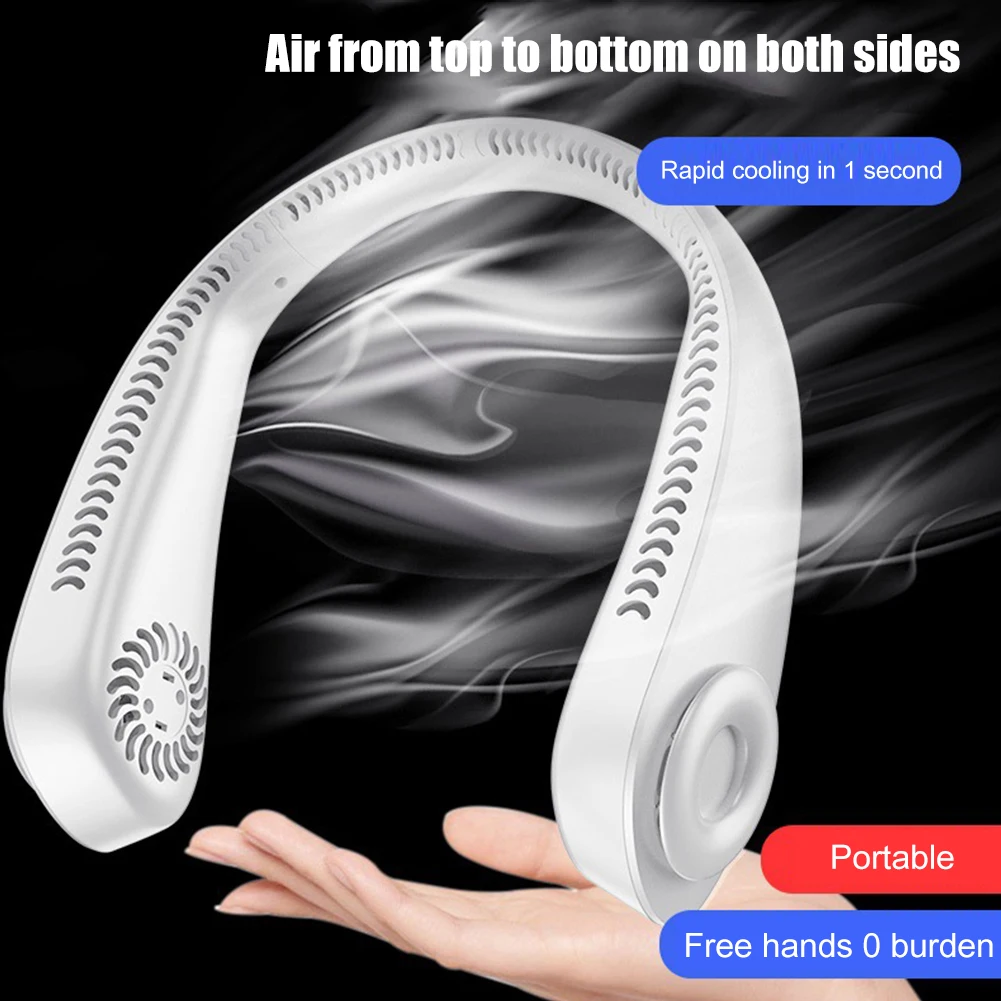 

Summer Air Cooling Hanging Neck Fan Bladeless USB Rechargeable 4000mAh 3 Gears Adjustable Portable Wearable Neckband Fan