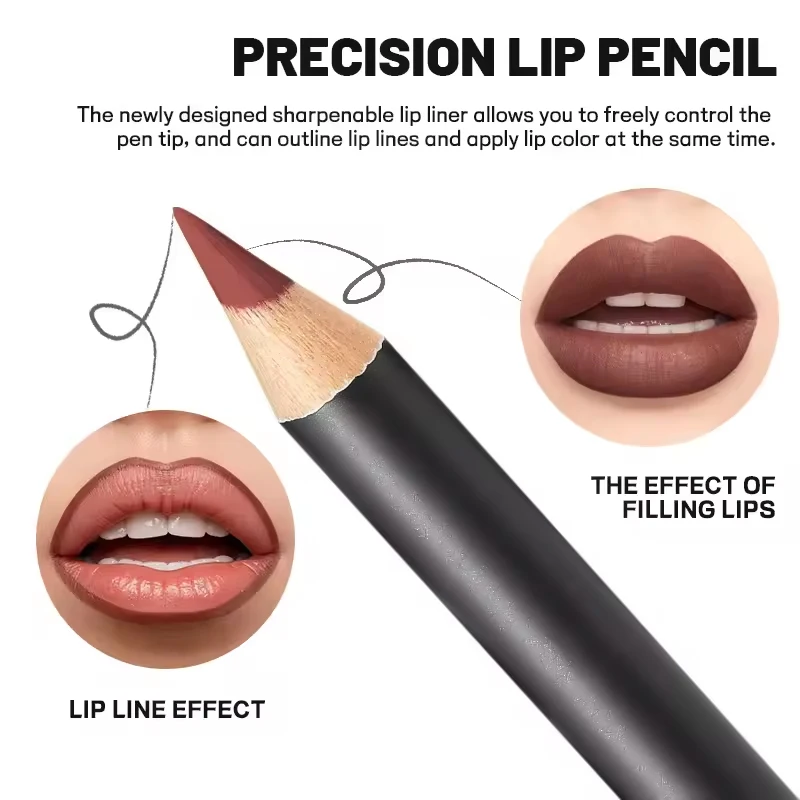13 Colors Waterproof Nude Matte Lipliner Pencil Red Contour Tint Lipstick Long Lasting High Pigmented Lip Liner Lip Makeup Tool 5