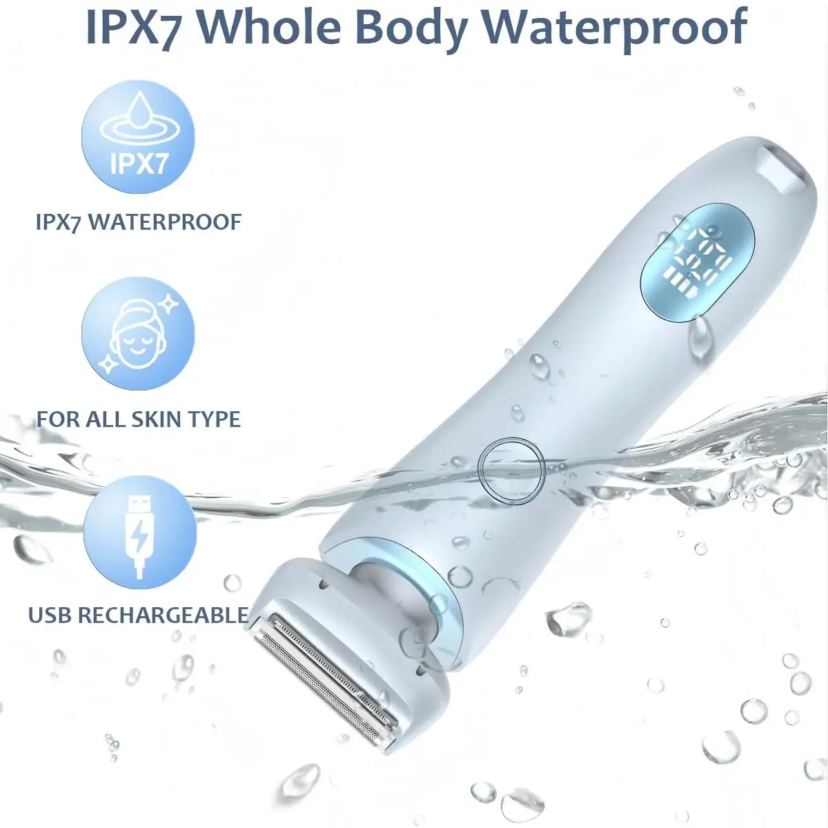 Electric Shaver for Women Painless Lady Razor Facial Hair Remover Wet and Dry Portable Bikini Trimmer for Face Armpit Legs Body