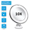 Flexible 10x Magnifying Vanity Mirror with LED Lighted Makeup Mirror Lighting Dressing Makeup Lamp Bottom Sucker 1