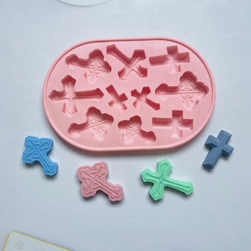 10 Hole Retro Cross Silicone Mold Chocolate Mold DIY Baking Handmade Biscuit Handmade Soap Making Aromatherapy Gypsum