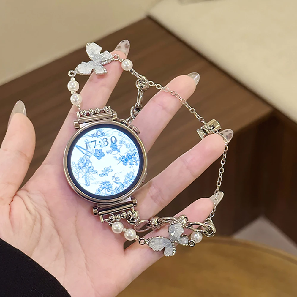 Korean Cute Butterfly Pearl Strap Women’s Metal Wrist Bracelet