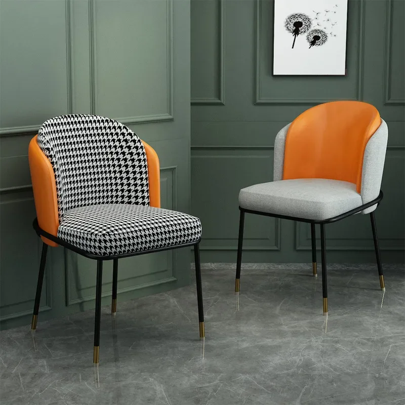 

Houndstooth Dining Chair Modern Simple Home Backrest Internet Celebrity Cosmetic Chair Manicure Leisure Hotel Stool