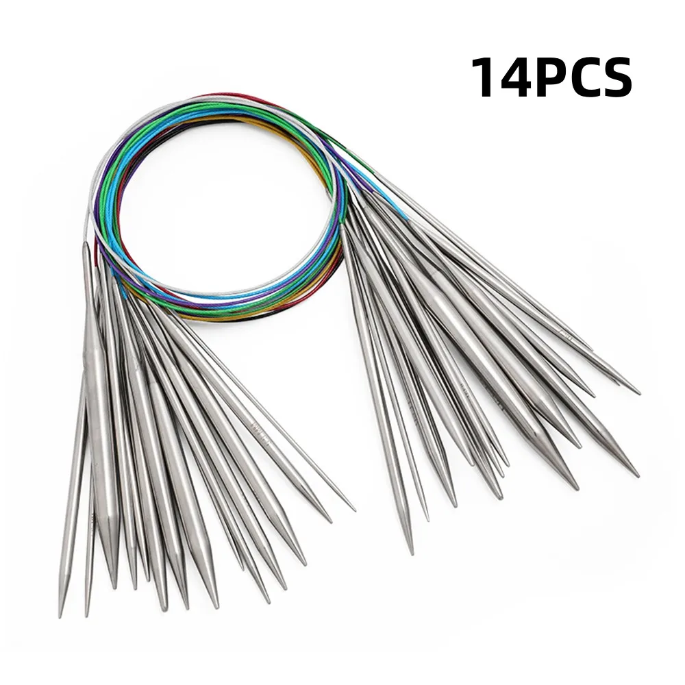 Crochet weaving pins stainless steel circular knitting needles knit tool set for multipurpose uses