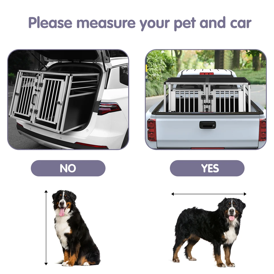 EUGAD 0012LL Hondentransportbox, Aluminium Box, Autobox Voor Middelgrote En Grote Honden Met Uitneembare Scheidingswand 2 Deuren Border Collie Samojede Labrador Husky Herdershond 97 X 1966574129