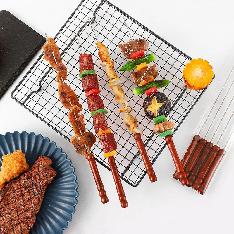 Skewer for Barbecue with Wooden Handle Set Gift Skewers Kebabs Bbq Grill Outdoor Barbeque Accessories