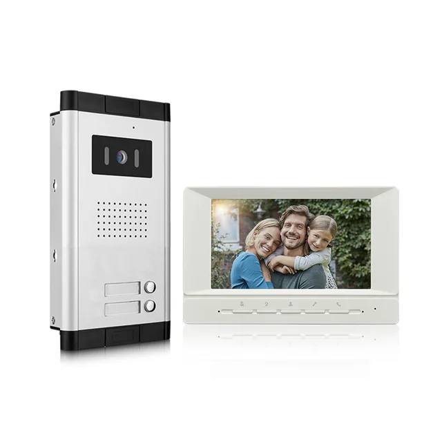 7"Video Door Phone Doorbell Private House Monitor 2 Call Buttons Unlock Building Intercom System 2