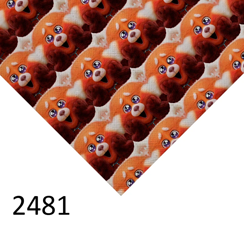 20*134cm roll new movie turning red character cartoon print faux synthetic leather roll fabric 2489 