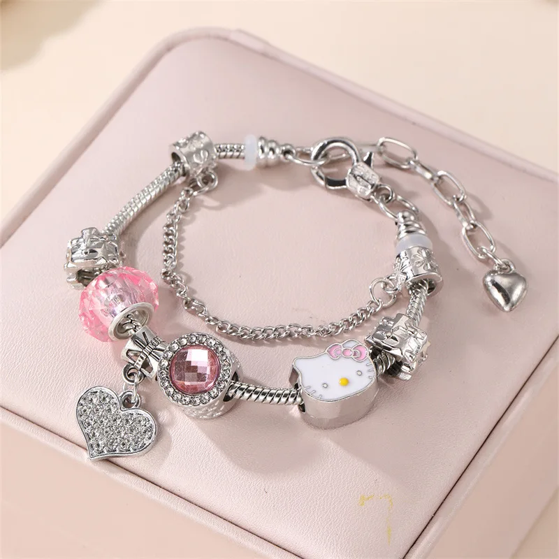 سوار "هلو كيتي" اللامع بطبقتين – لمسة من الأناقة ا...