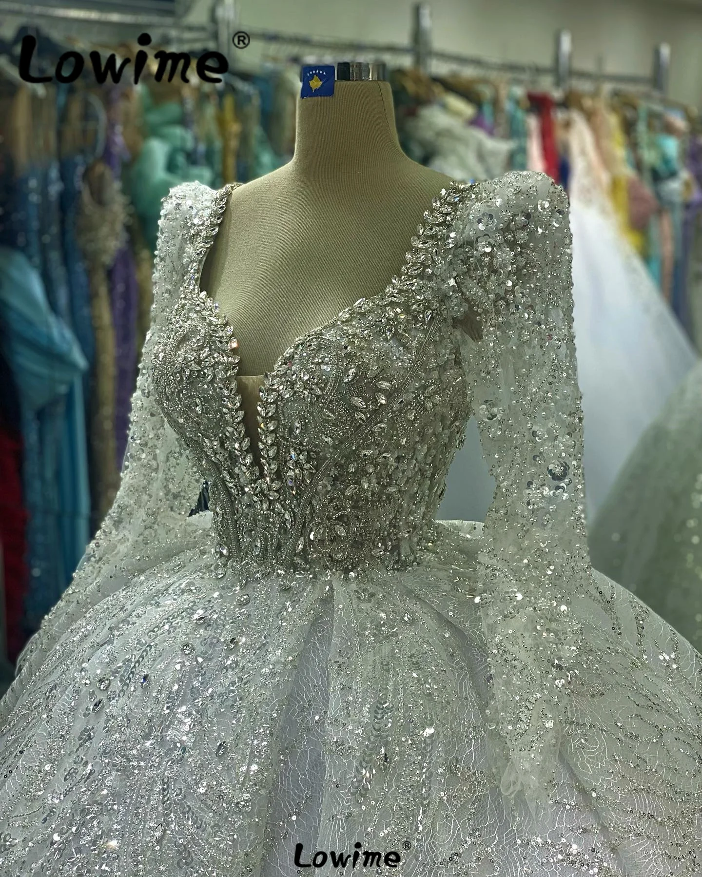 Aso Ebi-vestido de novia árabe de encaje, lujoso vestido de novia musulmán de manga larga con cuentas y cristales, hecho a medida, 2024