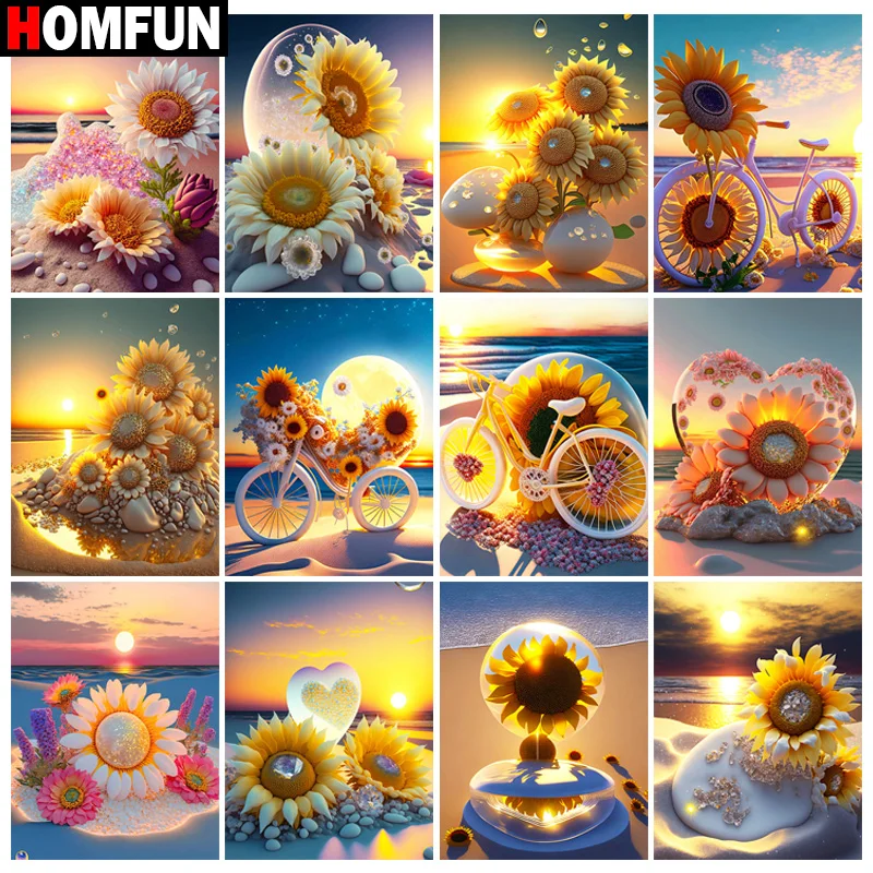 Sunflowers In Beach - Diamond Paintings 