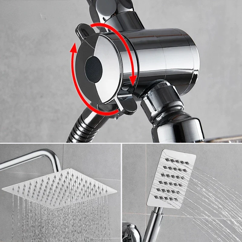 Shower Set Three-function 8-inch Nozzle Square 304 Stainless Steel Rain Shower Pressure Set 5-piece
