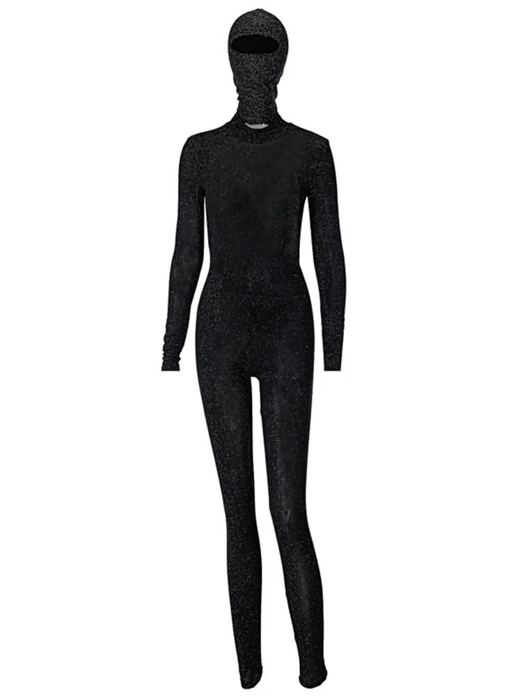 Women Autumn Winter Long Sleeve Backless Bodycon Soild Color Black Jumpsuit Romper Playsuit 2023 Fall Clothes Streetwear